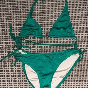 Girls green triangle bikini